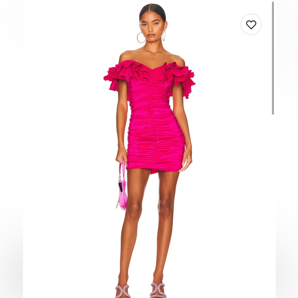 Nikolas ruched mini dress , NWT, never worn! Hot pink mini cocktail dress